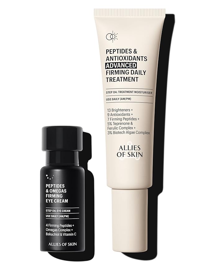 Allies of Skin Peptides Firming Eye Cream & Firming Daily Moisturizer | Anti Aging Daily Use Duo to Firm and Boost Hydration on Face & Neck (0.5 oz / 1.6 oz)
