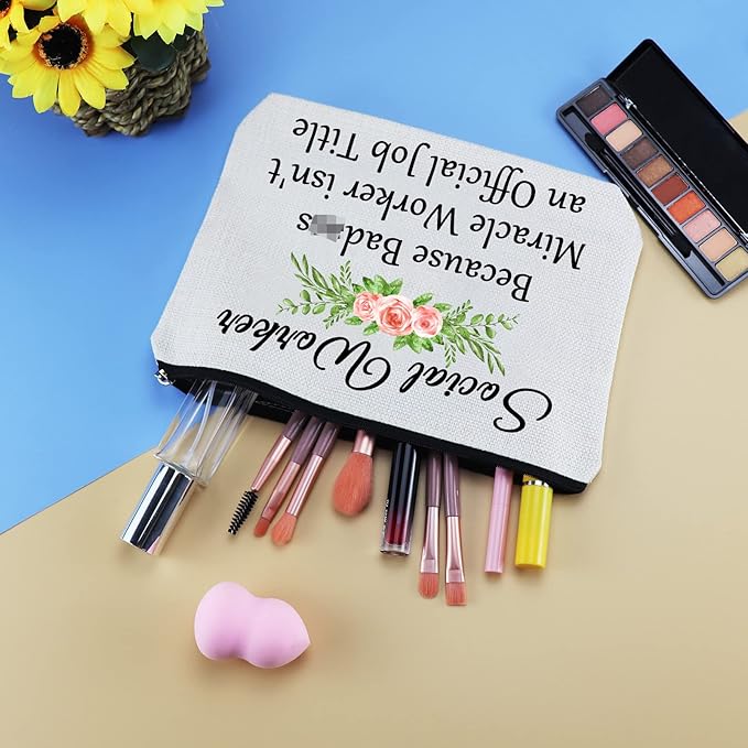 Social Worker Gifts Makeup Bag Appreciation Gift Thank You Gifts for Social Worker Cosmetic Bag for Women Christmas Birthday Gifts for Social Worker Volunteer Coworker Her Cosmetic Pouch Toiletry Bag