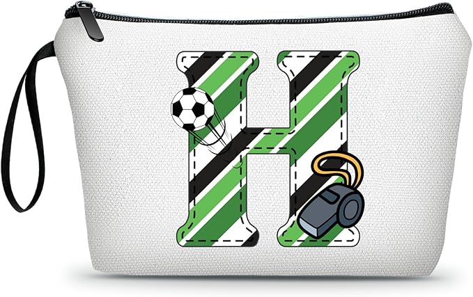ARIOSEY Soccer Gifts Personalized Soccer Ball Cosmetic Bag for Purse Birthday Inspirational Gifts for Girls Women Team Coach Mom Stuff Travel Organizer-H