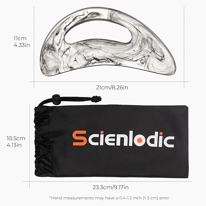 Scienlodic Gua Sha Massage Tool with Handle (Resin) Larger Guasha Body Scraping Tool for Back Legs Neck Massage, Lymphatic Drainage, Cellulite Remove - Large Black