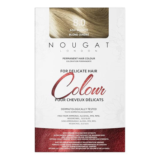 NOUGAT Ash Blonde Permanent Hair Color Kit - 100% Gray Coverage, Ammonia Free & PPD Free for Sensitive Scalp - 3-in-1 Color, Repair & Nourish System with Anti-Aging Hair Mask & Essence