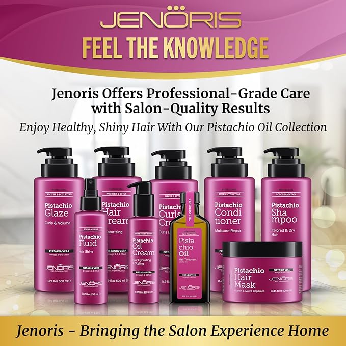 Jenoris Keratin Hair Mask for Dry, Damaged & Frizzy Hair – Deep Conditioning Treatment with Natural Omega 3-6-9 Complex & Pistachio Oil, Salon-Professional, Paraben & SLS Free, 8.45 Fl Oz