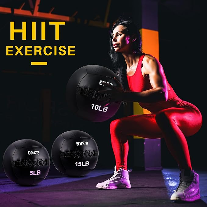 3 Pcs Soft Wall Ball Medicine Ball Set 5, 10 10 and 15 Lbs