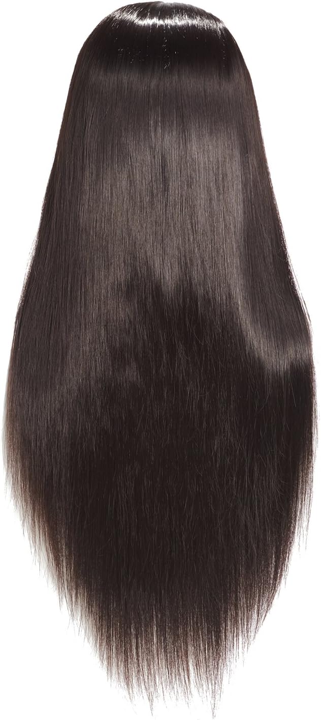 Hairingrid 26"-28" Mannequin Head Hair Styling Training Manikin Cosmetology Doll Head Synthetic Fiber Hair and Free Clamp Holder (Black)