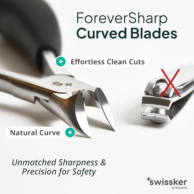 Swissker by Swissklip Heavy Duty Toenail Clippers for Men and Women – Professional Ergonomic Large Toe Nail Cutter & Trimmer for Thick Nails Seniors, Long Handle Toe Nail Clipper