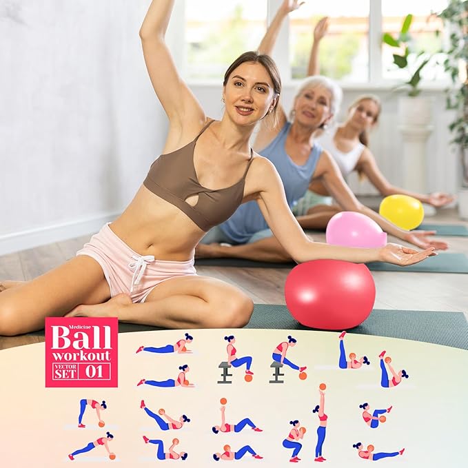 Aoriher 10 Pcs Small Exercise Pilates Ball 9 Inch Mini Yoga Balls Anti Burst and Slip for Stability, Fitness, Physical Therapy, Stretching & Core Strength Workout at Home Gym Office