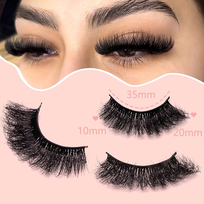 Mink Lashes Fluffy 20mm Stirps Lash Volume False Eyelashes 14 Pairs 8D Cat Eye Lashes D Curl Dramatic Soft Eyelash 25mm Big Long Lash Strips Lashes Pack That Look Like Extensions