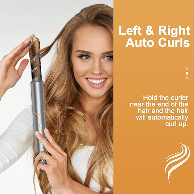 5 in 1 Hair Styler Curler & Air Dryer Brush, High-Speed Negative Ionic Foldable Hair Dryer Fast Drying, Multi Professional Hot Air Styler for Curling Volumizing Straightening Styling (Grey)
