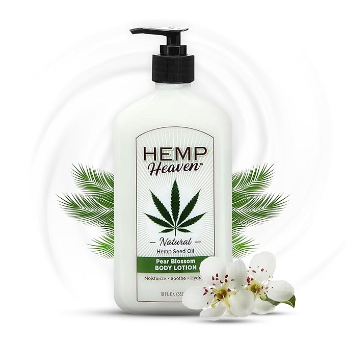 Hemp Heaven Hemp Lotion - Lotion Pear Blossom Scent - Natural Hemp Seed Oil, Paraben-Free, 18 oz, Made in USA, Nourishing for Men & Women, EWG Verified, Anti-Aging