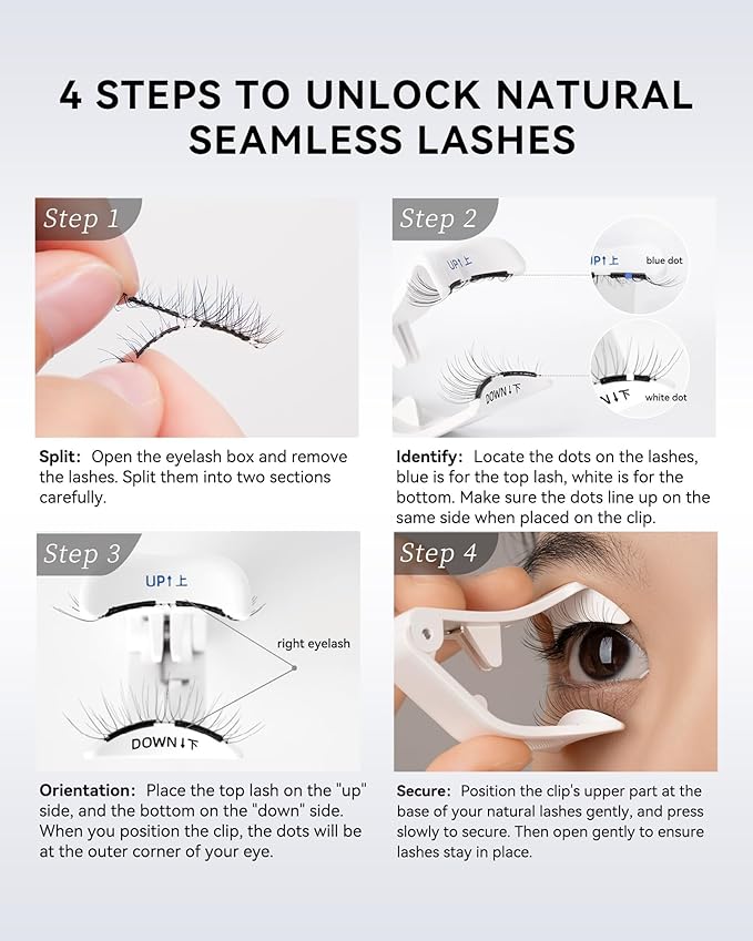WOSADO Magnetic Eyelashes with Applicator, No.15 Frost Black Extra 23mm Eyelash Kit, Reusable Magnetic Lashes without Eyeliner, Glue-free False Lashes, Waterproof, Lightweight, Suit for Natural Makeup