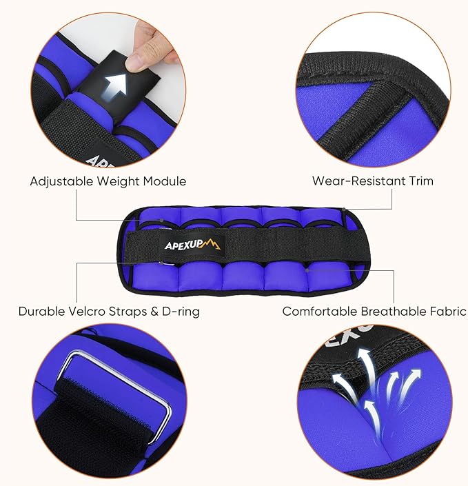 APEXUP 7 lbs/Pair Adjustable Ankle Weights for Women