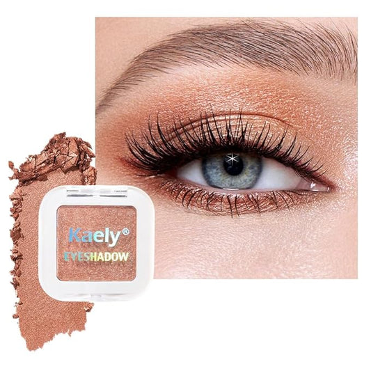 Light Brown Glitter Eyeshadow – Champagne Copper Shimmer Eye Shadow, Daily Waterproof Long-Lasting Eyeshadow Powder Palette for Women Neutral Eye Makeup sombras para ojos (01)