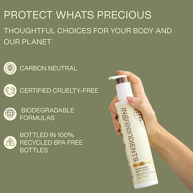 Ingreendients Hand & Body Lotion With Organic Cocoa Butter & Shea Butter - With Ceramides, Moisturizes and Rejuvenates Skin, Natural, Non Toxic, Vegan