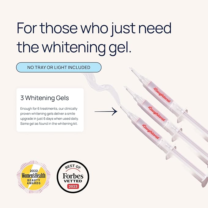 Laughland Gentle Teeth Whitening Gel 3 Pack, Tooth Whitener, Made with Sodium Bicarbonate, Glycerin, Aloe Vera & Mint, Gentle on Sensitive Teeth, at Home Dental Care, Travel Friendly, 6 Treaments