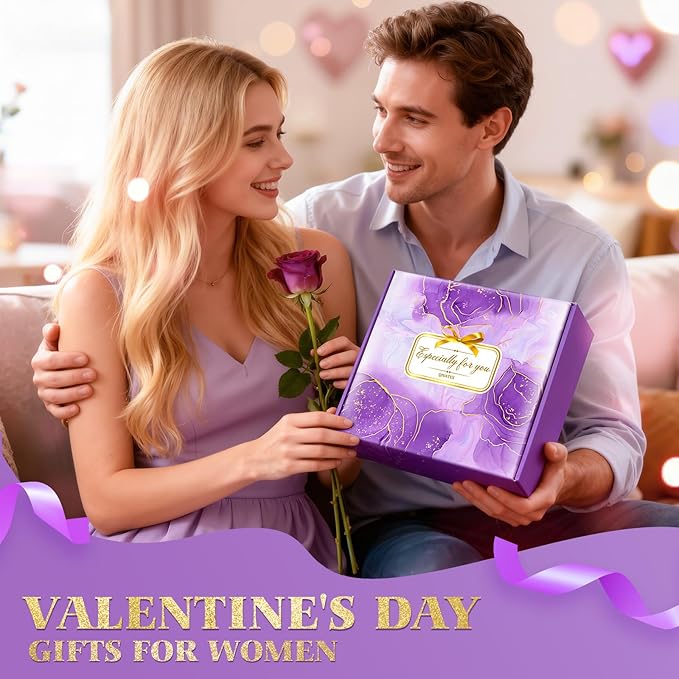 Valentines Day Gifts for Her, Bath Gift Set for Women, Birthday Gifts for Wife Women Sister Mom Auntie Grandma Friends, Relaxing Spa Self Care Lavender Bath Bombs Set﻿