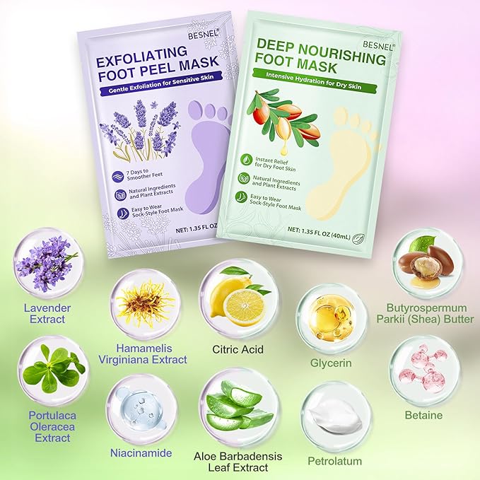 Foot Peeling 8Pcs＆12Pcs Moisturizing Foot Mask, Exfoliator Peel Calluses Dead Skin Callus Remover, Hydrating Foot Masks for Dry Cracked Feet, Repair Rough Heels＆Dry Skin for Baby Soft and Smooth Feet