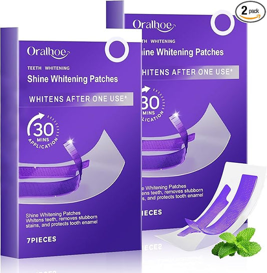 2PCS Purple Teeth Whitening Strips, Enamel Safe for Sensitive Tooth, Coffee & Smoking Deep Stain Power Removal, Residue-Free Non-Slip, Professional Treatments(14Pairs)