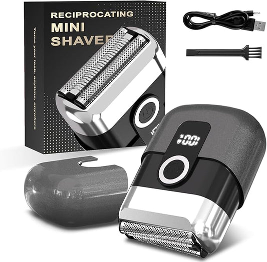 Electric Foil Shaver for Men: Mini Electric Razor for Face/Beard - 3 Floating Blades Cordless Razor with LED Display - IPX7 Waterproof Wet Dry Shaving for Travel & Home, USB Type C