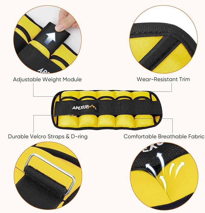 APEXUP 7 lbs/Pair Adjustable Ankle Weights for Women