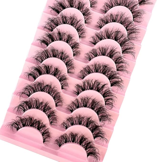HBZGTLAD Soft Mink Eyelashes 3D Curl Winged End Eye Elongated Fake Lashes Thick Handmade Natural False Eyelash Messy Cross Lash Wholesale (LN125)