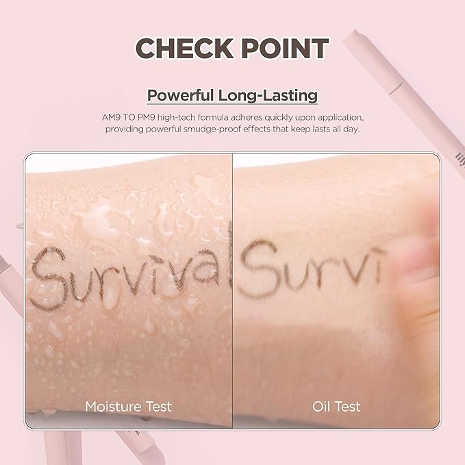 lilybyred AM9 to PM9 Survival Penliner Natural | Korean Soft Ash Tone Liquid Eyeliner, 0.1mm Ultra-Fine Brush, Quick-Dry, Smudge-Proof, Layerable Ash Pigment, Buildable Color, 0.035 oz. (03 Ash Taupe)
