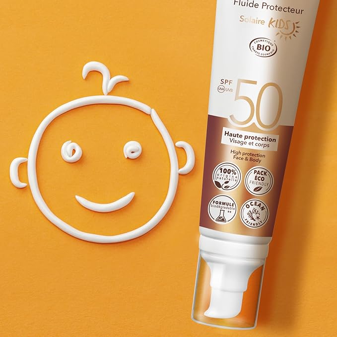 Phyts Sun Protective Fluid Kids SPF 50 - Organic, Fragrance-Free Mineral Face Sunscreen - Non-Sticky Sunscreen with Zinc Oxide - 3.3 oz