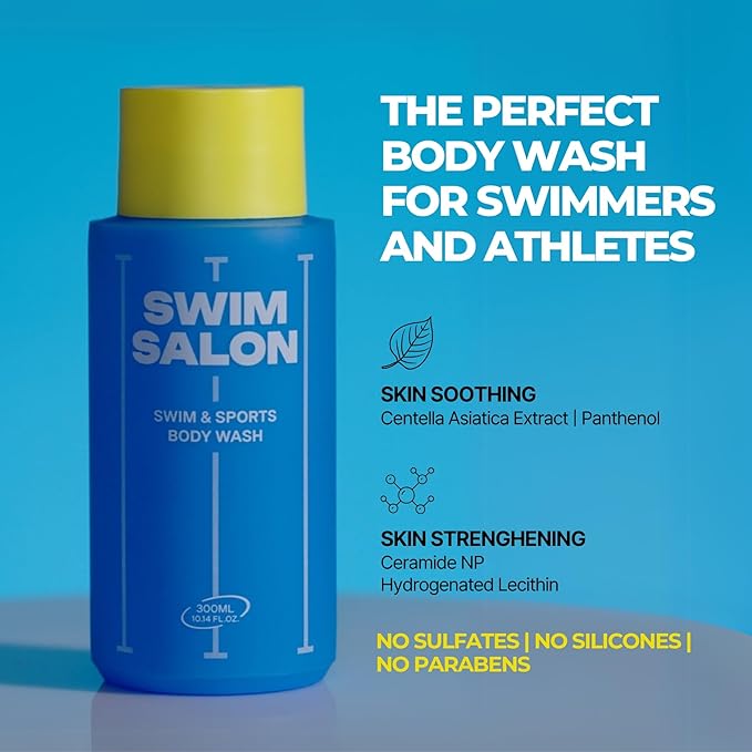 SWIM SALON Chlorine-Removing Body Wash for Swimmers | Vitamin C | Hydrating & Refreshing | Sulfate-Free, Silicone-Free, Paraben-Free (10.58 oz / 300g, Pack of 2)