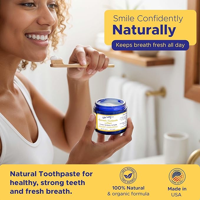 Dale Audrey Ayurvedic Mineralizing Tooth Paste, Organic Ginger Lemongrass Flavor for Teeth Whitening and Fresh Breath, Enamel Repair Vegan Toothpaste | Natural Toothpaste Fluoride Free-3.25 Oz