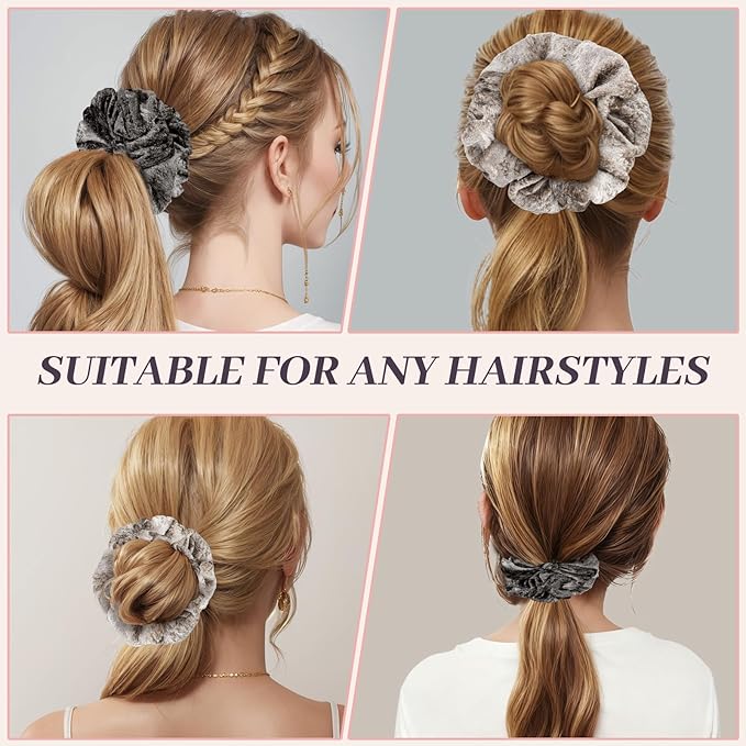 2Pcs Big Velevt Hair Scrunchies for Women, Fashion No Crease Hair Ties for Thin Thick Hair,Soft Hair Bands No Damage for Girls, Ideal Gifts for Women (Set 14)