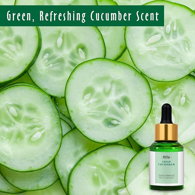 Crisp Cucumber Fragrance Oil, MitFlor Single Scented Oil, Large Size Premium Grade Fragrance Oil for Soap & Candle Making, Summer Aromatherapy Oil, Fresh Fruity Scent for Home Fragrance, 30ml