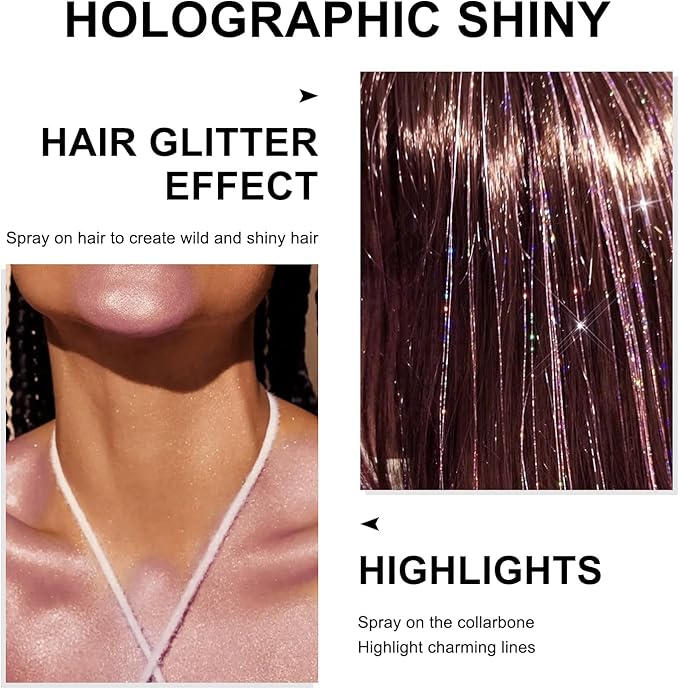 Hair and Body Glitter Spray, 1PC Purple Glitter Hairspray Dry Powder Makeup for Clothes, Festival Rave Prom Loose Sparkle Powder,Holographic Ultra Fine Resin Glitters for Crafts,10g (1PC Purple)