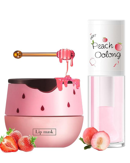 2PCS Strawberry Lip Balm Honey Pot Exfoliator