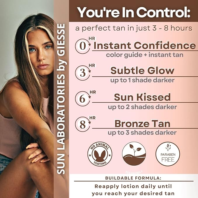 Sun Laboratories By Ultra Dark Self Tanning Lotion 4 oz - Organic Sunless Tanner for Dark Tones, Long Lasting Sun Labs Sun Self Tanner, Ideal for Tanning Bed Lotion and Sunless Tanning Lotion