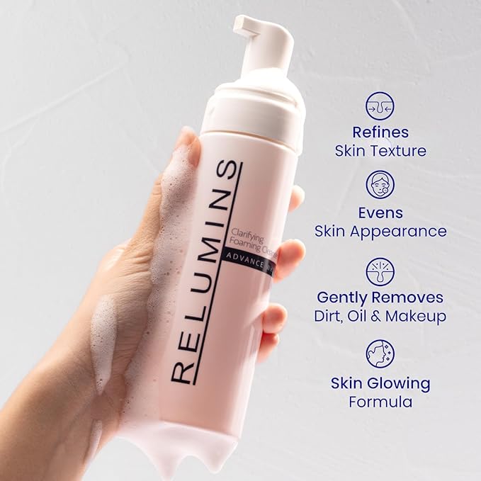 Relumins Advance Clarifying Foaming Cleanser | Gentle & Effective Facial Cleanser for Sensitive Skin | Removes Dirt, Oil & Makeup, Non-Drying Formula – 200ml