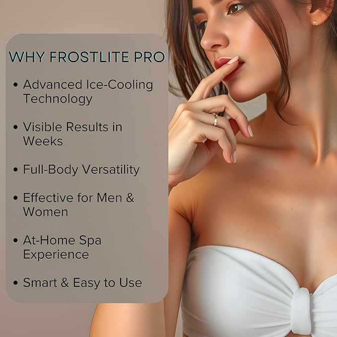 FrostLite Pro Ice Cooling IPL Home Use Hair Removal Device- Gentle & Painless Hair Reduction for Smooth, Hair-Free Skin on Body and Face for Women and Men