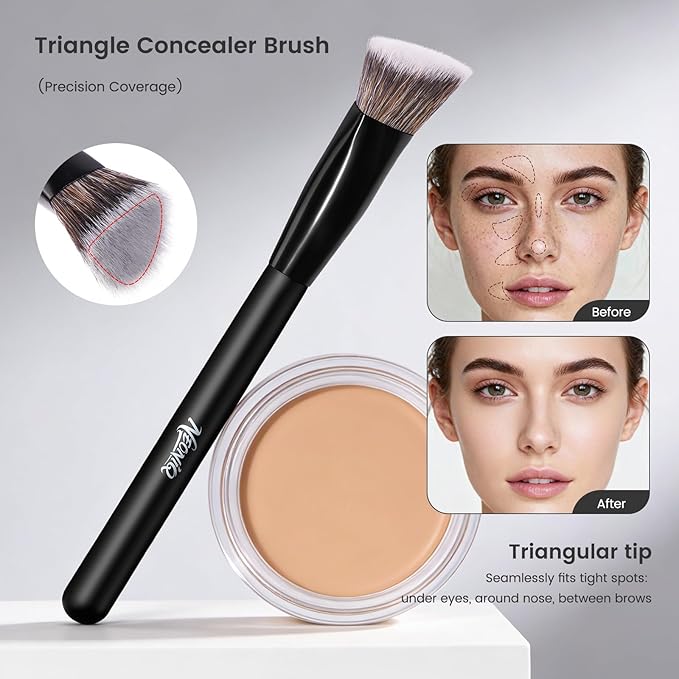 NEONIQ 14 PCS Professional Makeup Brushes, Makeup Brush Set, Foundation Powder Blending Concealer Eyeshadows Blush Cosmetics Brushes,Versatile Face Make Up Tools For Liquid, Cream, Loose(Black)
