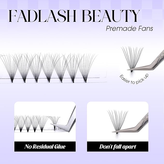 Premade Fans Eyelash Extensions 0.07D Curl Individual Lashes 12D Premade Easy Fan Lashes Soft Lash Extensions 16mm for Professional Salon Use(0.07D-16mm)