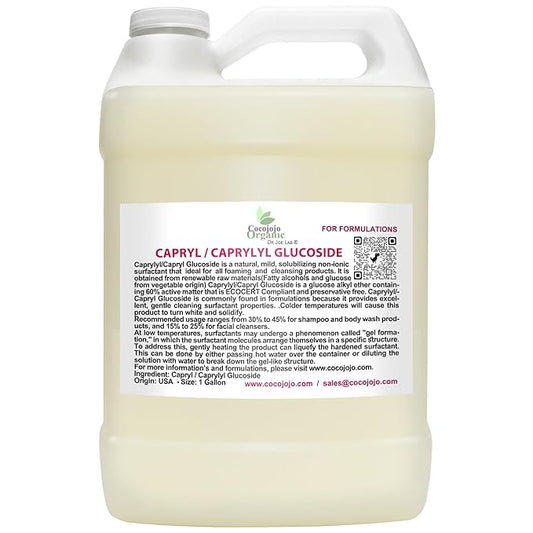 Dr Joe Lab Capryl Glucoside Liquid Surfactant - Caprylyl Natural, Plant Derived - DIY Skin Care - Shower Gels, Foaming, Body Soap, Shampoos Baby Products Face Cleansers - COCOJOJO (128 oz)