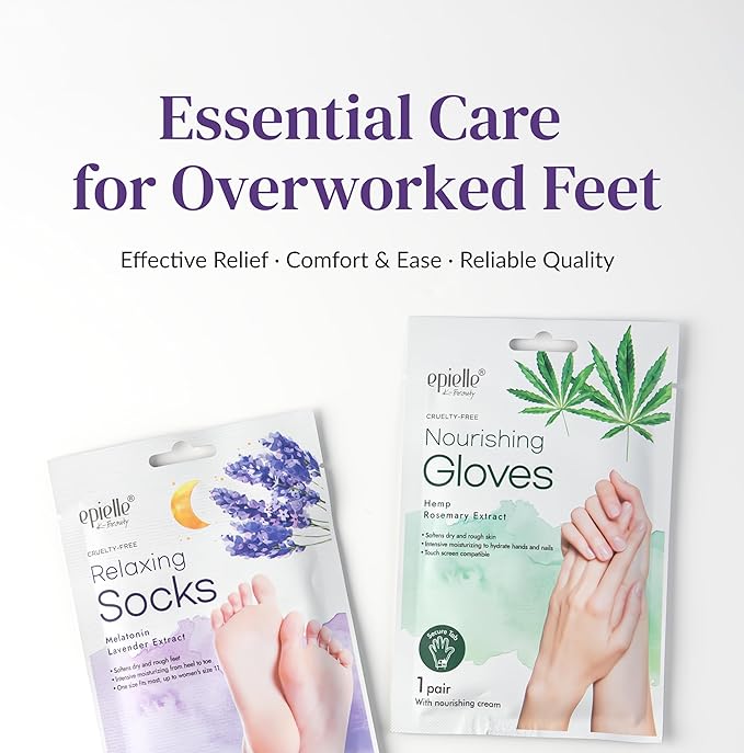 Epielle Relaxing Foot Mask 6 Pairs, Soften and Restore with Melatonin & Lavender Extract, Deep Moisturizing Socks for Dry, Cracked Feet, Self Care Gifts for Women, Spa Kit, Stocking Stuffers