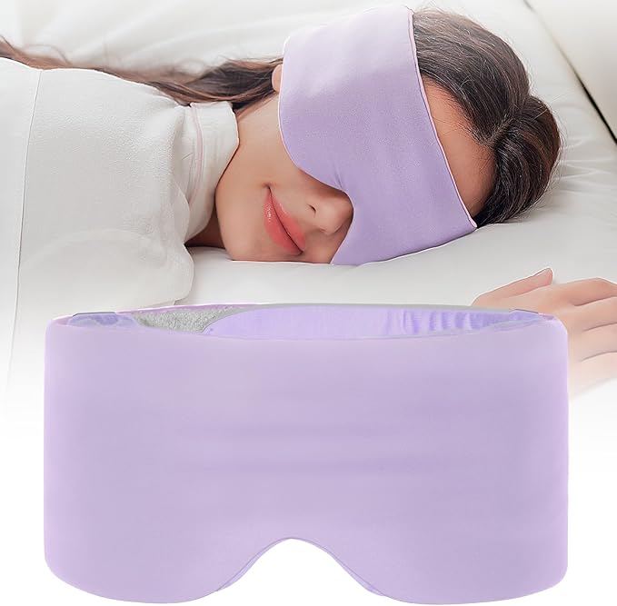 SARISUN Sleep Mask,Eye Masks for Sleeping,Dual-Side Blackout Eye Covers for Side Sleeper,Soundless Velcro, Adjustable Band,Pressure-Free,Wrapped Around,for Women/Men/Nap/Travel/Yoga-Purple