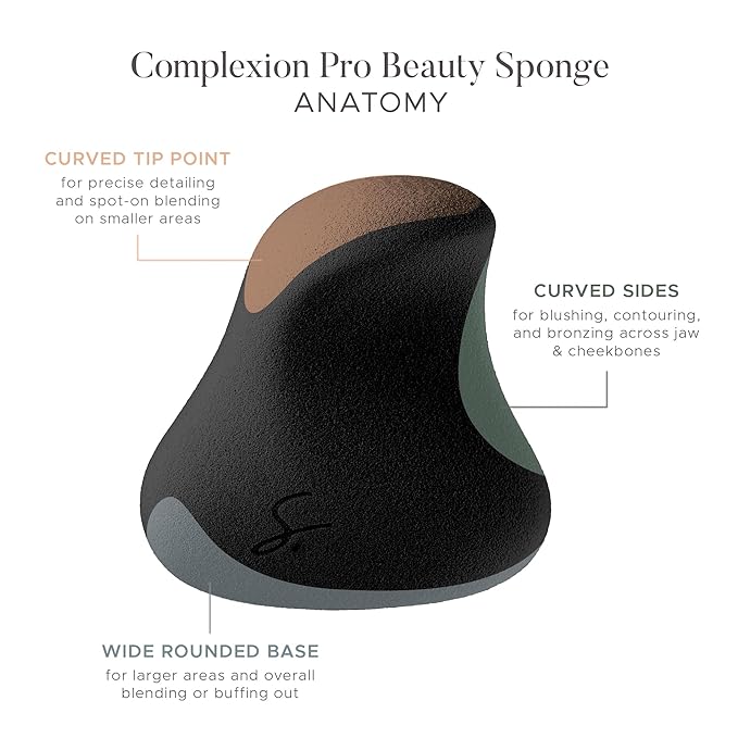 Strokes Beauty Lab Original Beauty Blender Makeup Sponge Applicator for Powder, Cream & Liquid, Beauty Tools Puff, Streak Free Application, Vegan, Cruelty Free Made in USA, Black