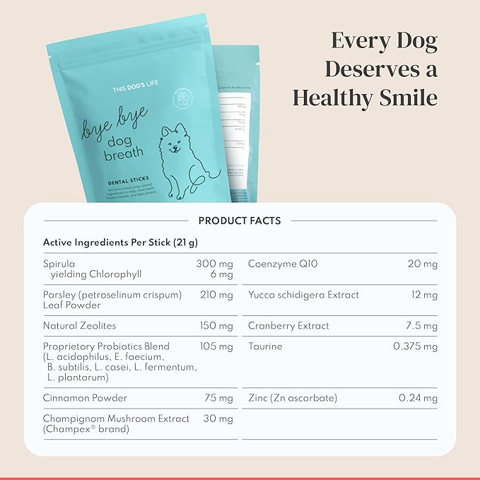 Dental Chews for Dogs – Scrapes Plaque, Freshens Breath, Fights Tartar – Dual-Layered Dog Dental Treats with Probiotics – Vet Formulated with 16 Active Ingredients – All Dog Sizes – Made in The USA