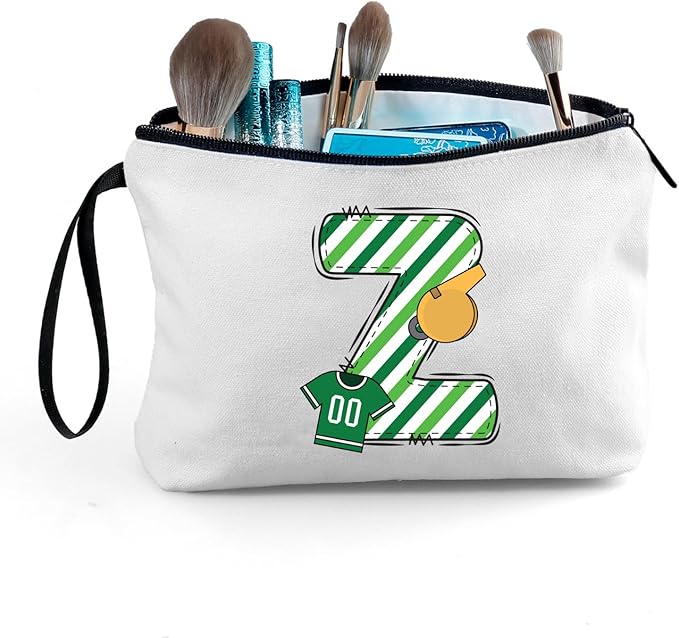ARIOSEY Football Initial Birthday Graduation Gifts Cosmetic Travel Toiletry Bags Football Accessories Party Favors for Women Girls Daughter Niece Team Coach Friends -Z