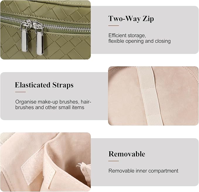 honitty Makeup Bag, Travel Make up Case with Compartments and Handle, Portable Cosmetic Organizer Bags,Toiletry Bag for Women
