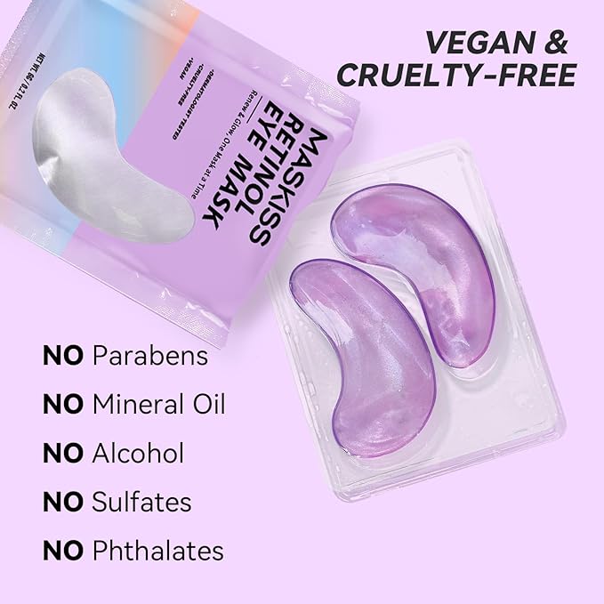 Maskiss Retinol Under Eye Patches (24 Pairs), Purple Eye Masks for Dark Circles, Puffy Eyes & Wrinkles, Firming Collagen Eye Patches, Vegan Cruelty-Free Skincare Gifts for Her