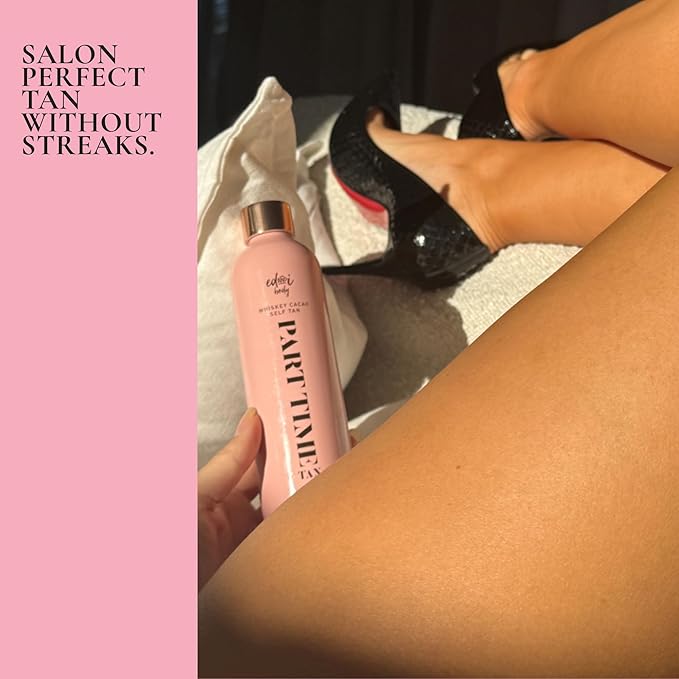 ed&i PART TIME Self Tanner With Natural DHA Whiskey Cacao, Self Tanning for Women, Natural Long Lasting Body Sunless Tan, Leg Tanner for Women, Buildable Golden Glow Tanning Products, 8.45 oz