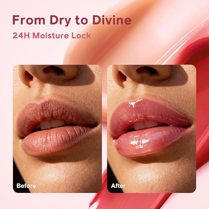 Color Nymph Tinted Lip Gloss Duo, Nourishing Lip Balm Set with Shea Butter & Vitamin E, Non-Sticky Intense Hydrating Lipgloss for Dry Lips, Sheer Tint | Vegan & Cruelty-free, #02 Watermelon & Mint