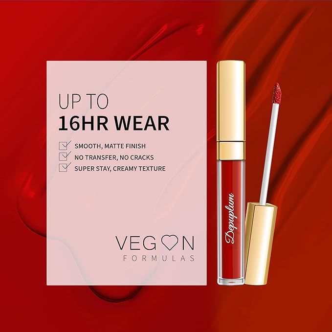 Depuplum Dark Red Lipstick Matte for Women Superstay Long Lasting Lipstick Smudgeproof Dark Liquid Lipsticks Cruelty Free Lip Makeup (DM18 Oxblood Red)