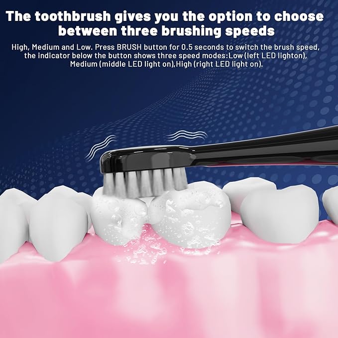 Becoolpet Electric Toothbrush with Water Flosser,Portable Flossing Toothbrush White 8 Mode,IPX8 Waterproof,Equipped Brush Head and Nozzle,for Travel and Home-Black
