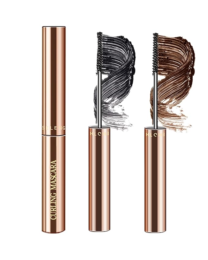 Slim Brush Mascara for Mature Older Women 60 Plus Set, 2 Pcs Black Brown Volume and Length Waterproof No Smudge Eyelashes, Lengthening Tube Hypoallergenic Thinning Mascara, for Sensitive Eyes Makeup